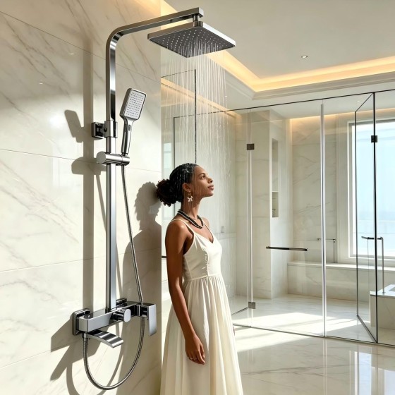 3014 chrome square shower set  CHINA